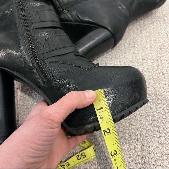 Matiko Leather Lace Up Platform Heeled Boots Punk Gothic Side Zip Black Size 8.5 - Picture 9 of 17